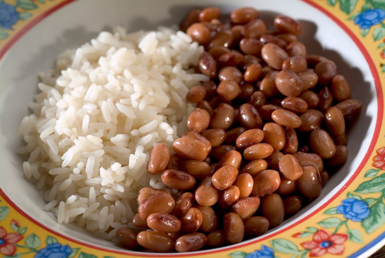 Beans and rice in a bowl