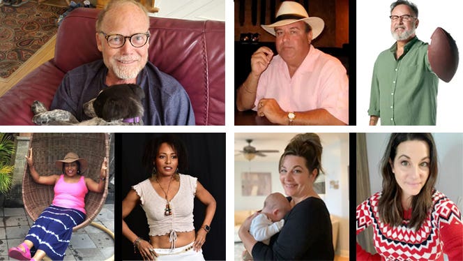 A collage of four people who have had their lives changed after adopting a plant-based diet