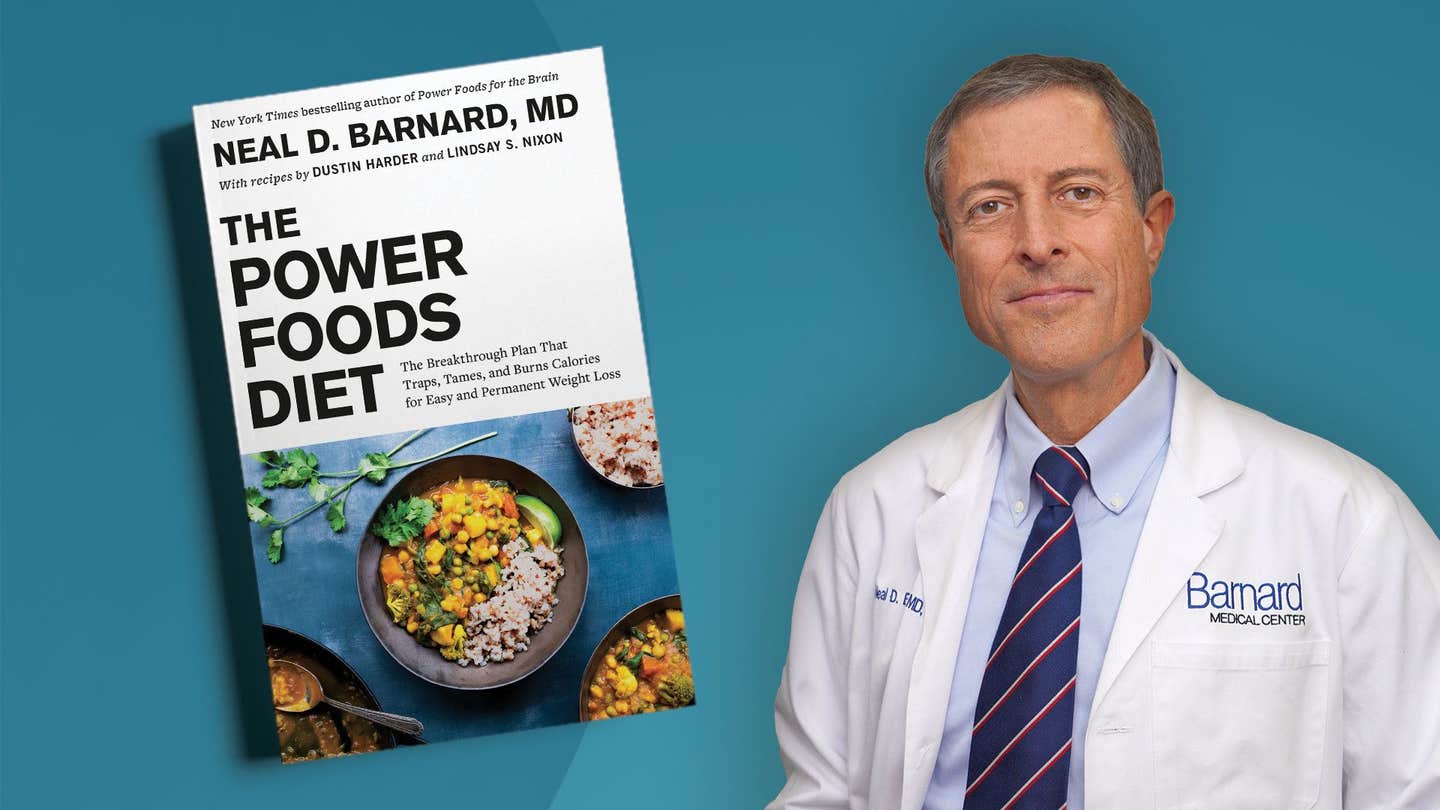 Dr. Neal Barnard beside his new book The Power Foods Diet