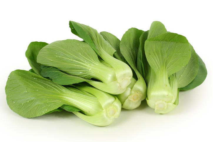 shanghai bok choy on a white background