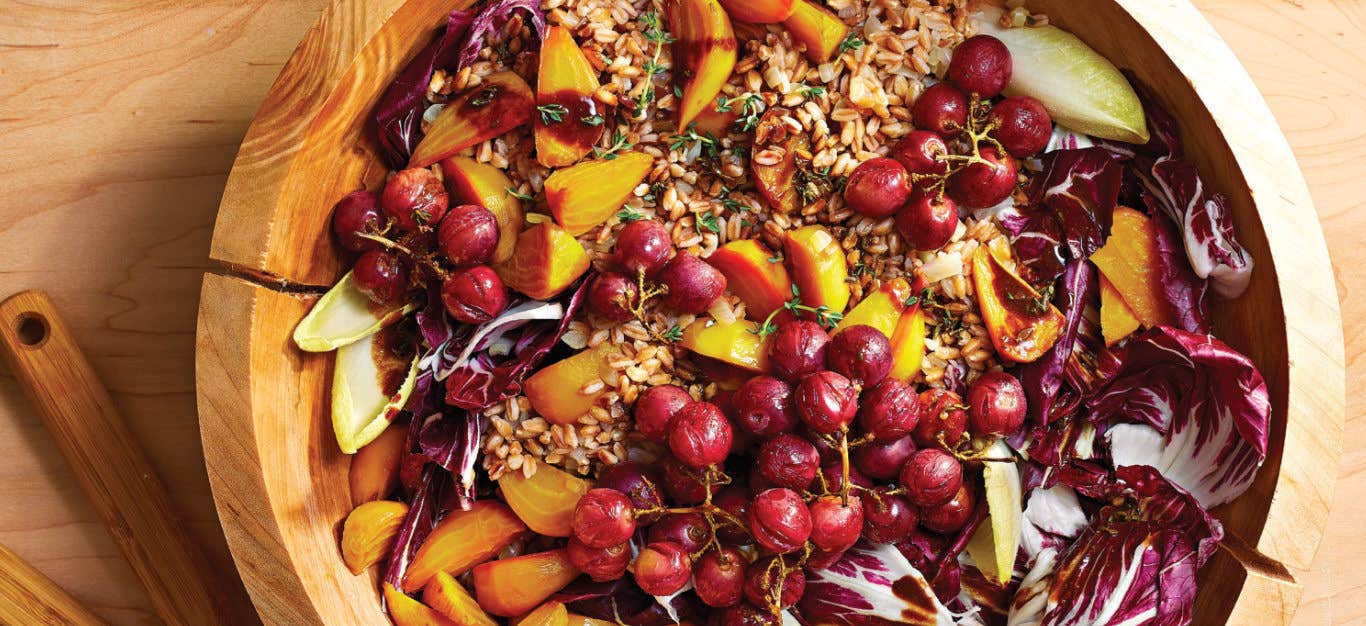 Farro Salad with Beets and Roasted Grapes