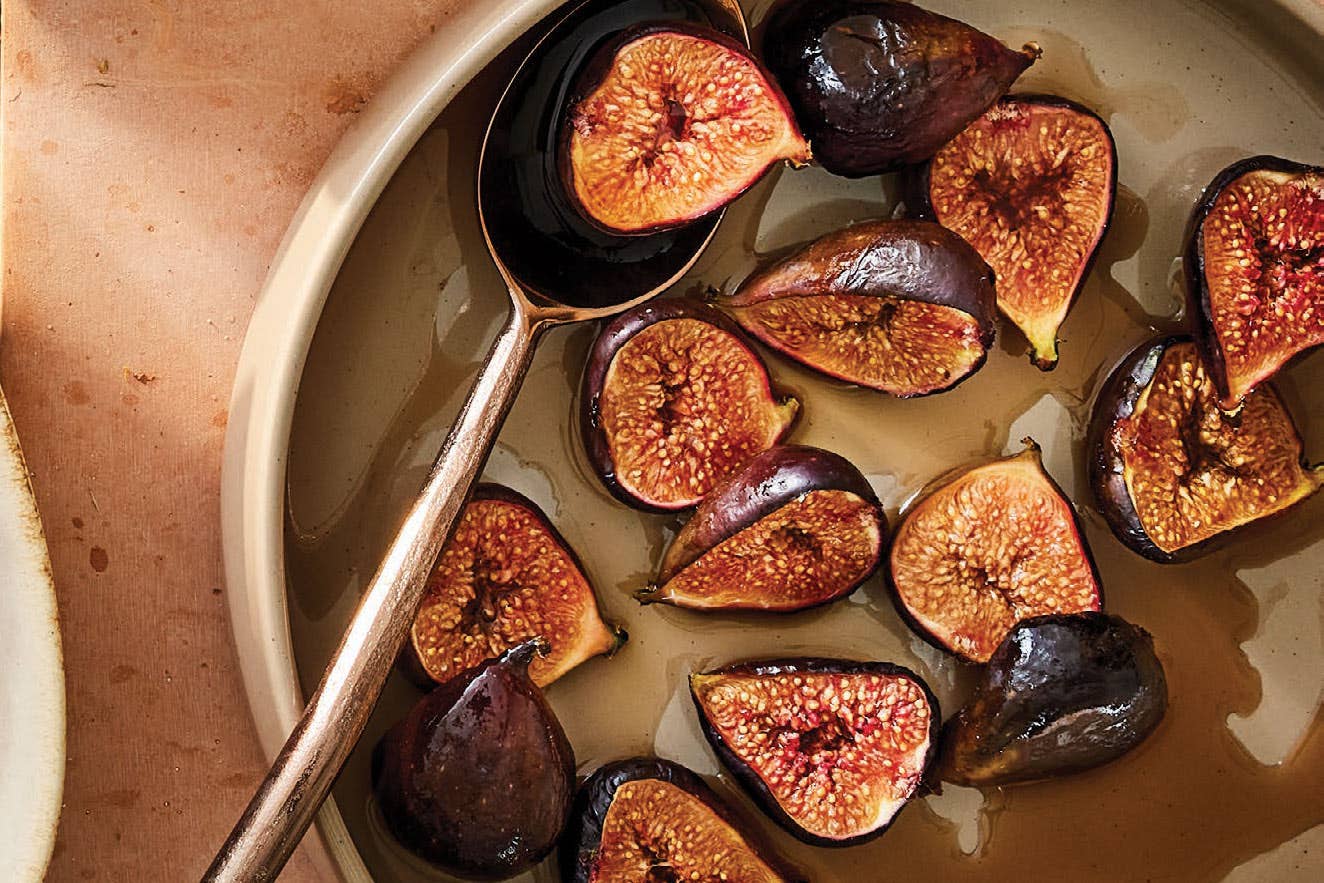 Fresh figs roasted in maple syrup