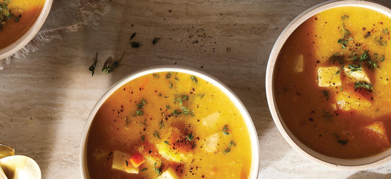 Two bowls of Butternut Squash and Red Lentil Soup