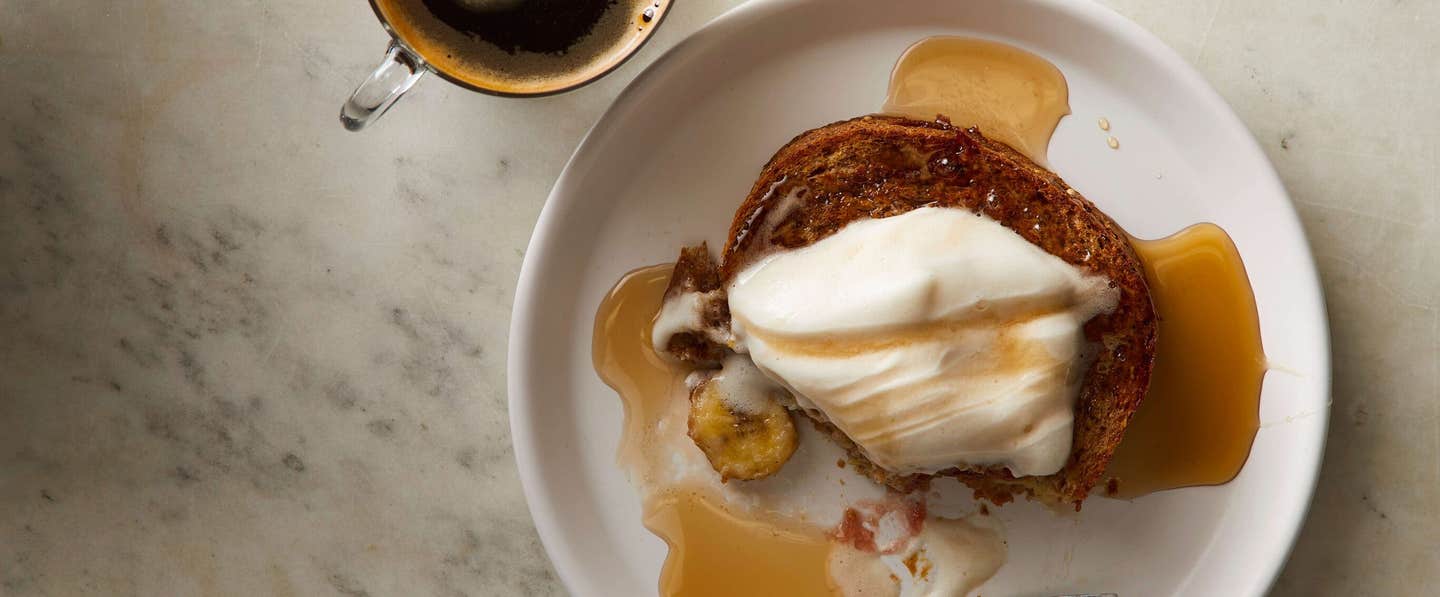 Banana-Stuffed Vegan French Toast with Whipped Cream