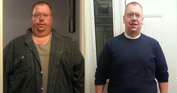 Two photos of Dustin Rolofson. One before and one after he adopted a whole-food, plant-based diet