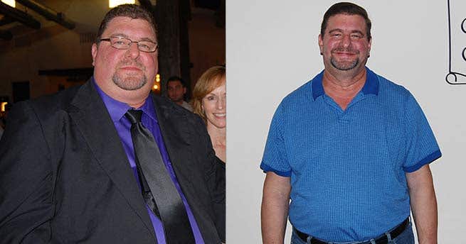 Freddie Schmidtke before and after losing 100 pounds on a whole-food, plant-based diet