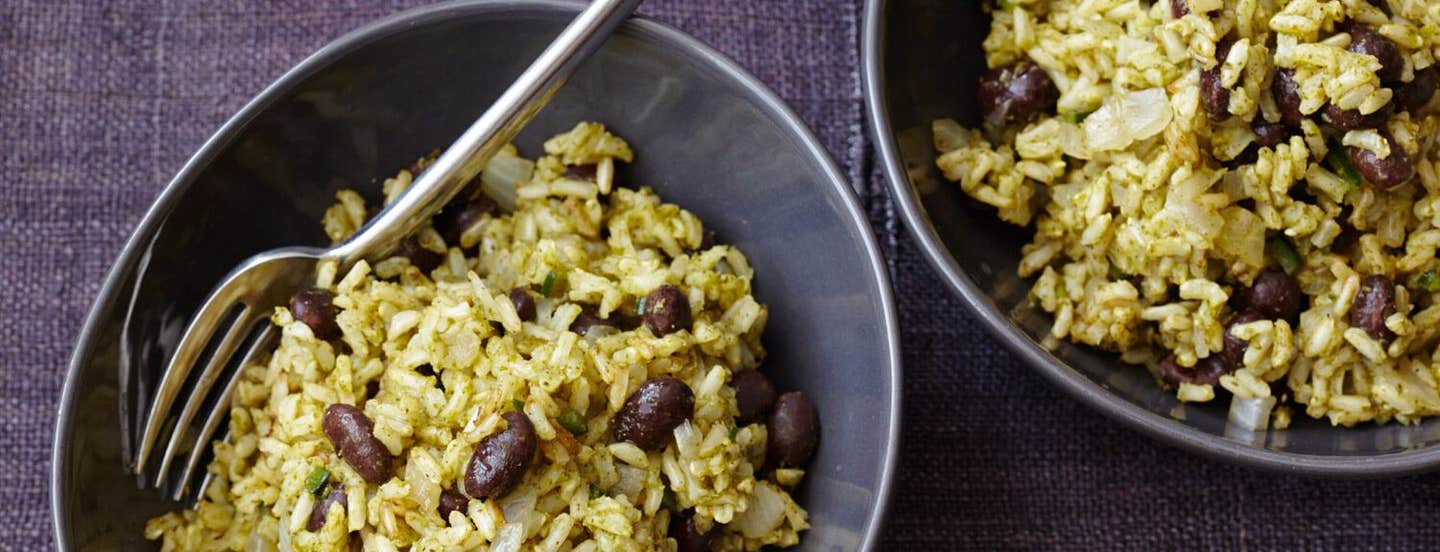 Black beans are not usually added to this popular Mexican rice dish, but their addition makes this Green Chile Rice recipe into a one-pot meal.