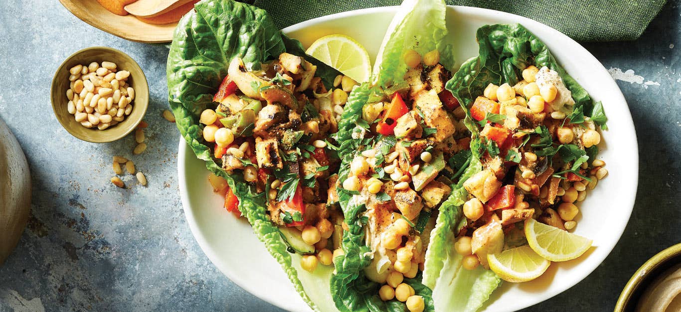 Grilled Summer Veggie Wraps on a white plate