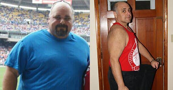 John Dempsey, before and after losing 150 pounds.