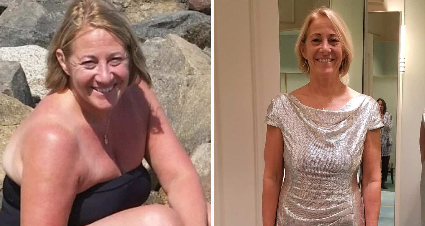 Mary Beth Brendel before and after eating a WFPB diet, where she lost a significant amount of weight