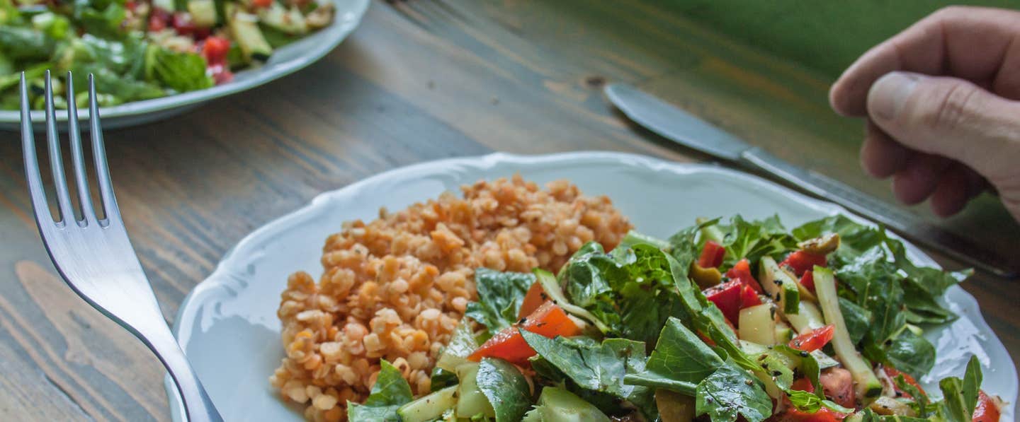 lentils and salad