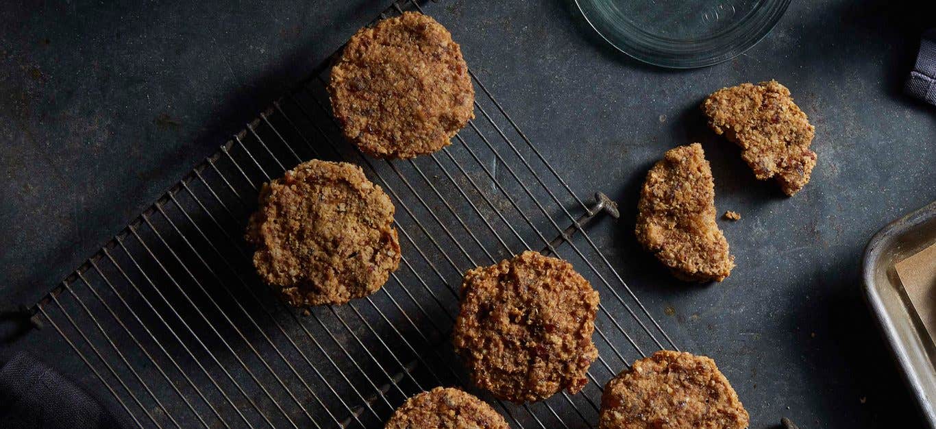 Peanut Butter-Quinoa Flake Cookies on a wire cooling rack