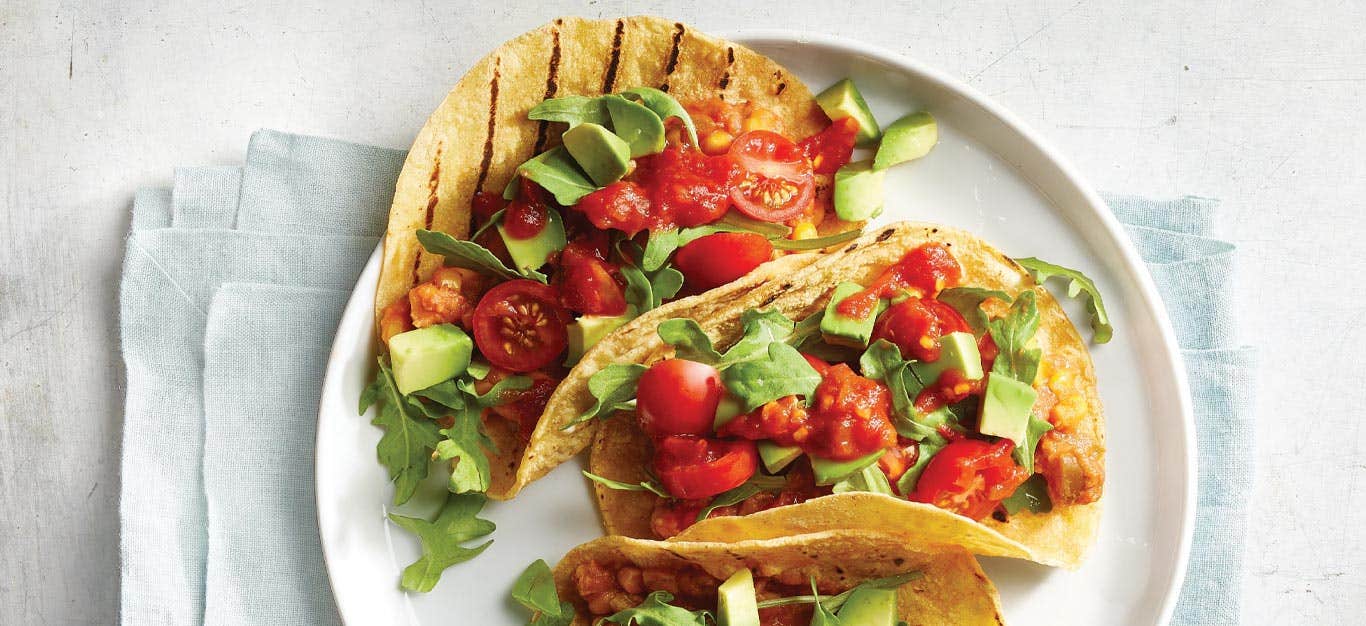 Quick and Easy Veggie Tacos on a white plate