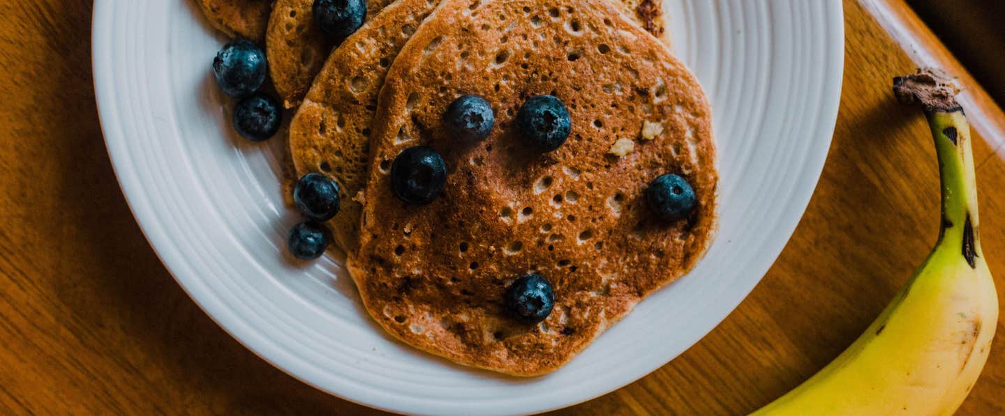 Vegan Banana Pancakes with Blueberries