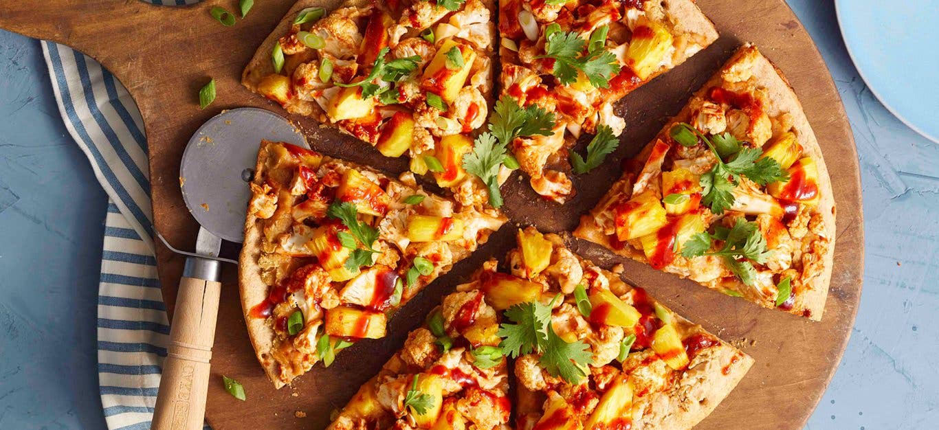 vegan pineapple barbecue pizza