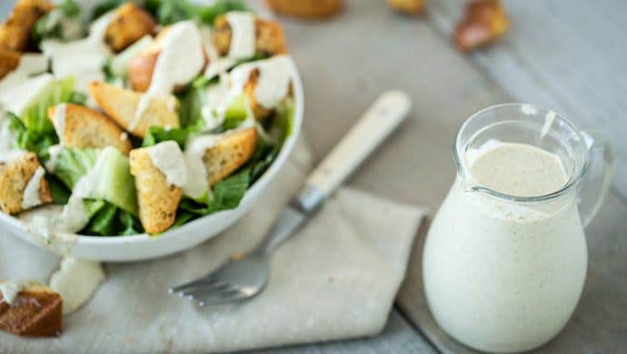 You can make this creamy, delicious (and very authentic-tasting) vegan Caesar dressing recipe as is, or add nutritional yeast for a cheesy twist!