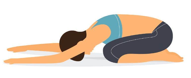 Illustration of Balasana (Child’s Pose) yoga pose