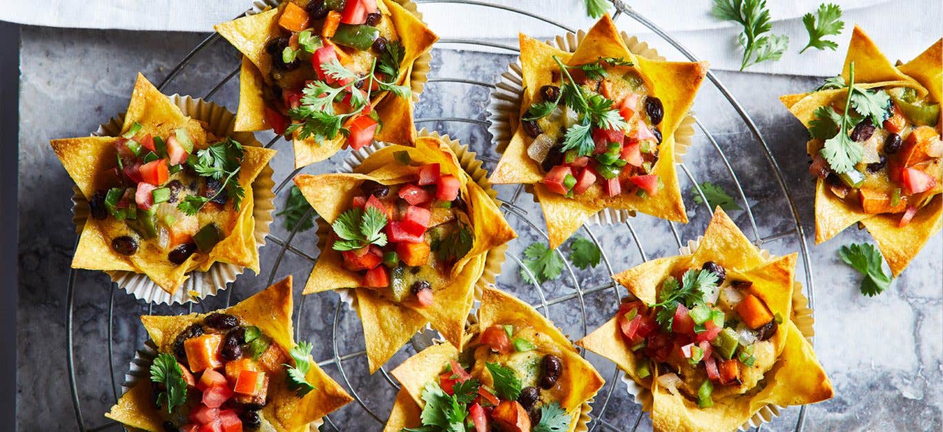 tostadas made in a muffin tin