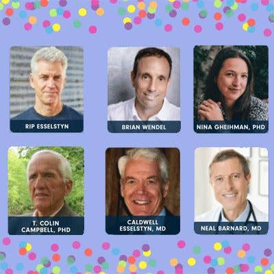 A collage of plant-based visionaries speaking at the upcoming webinar