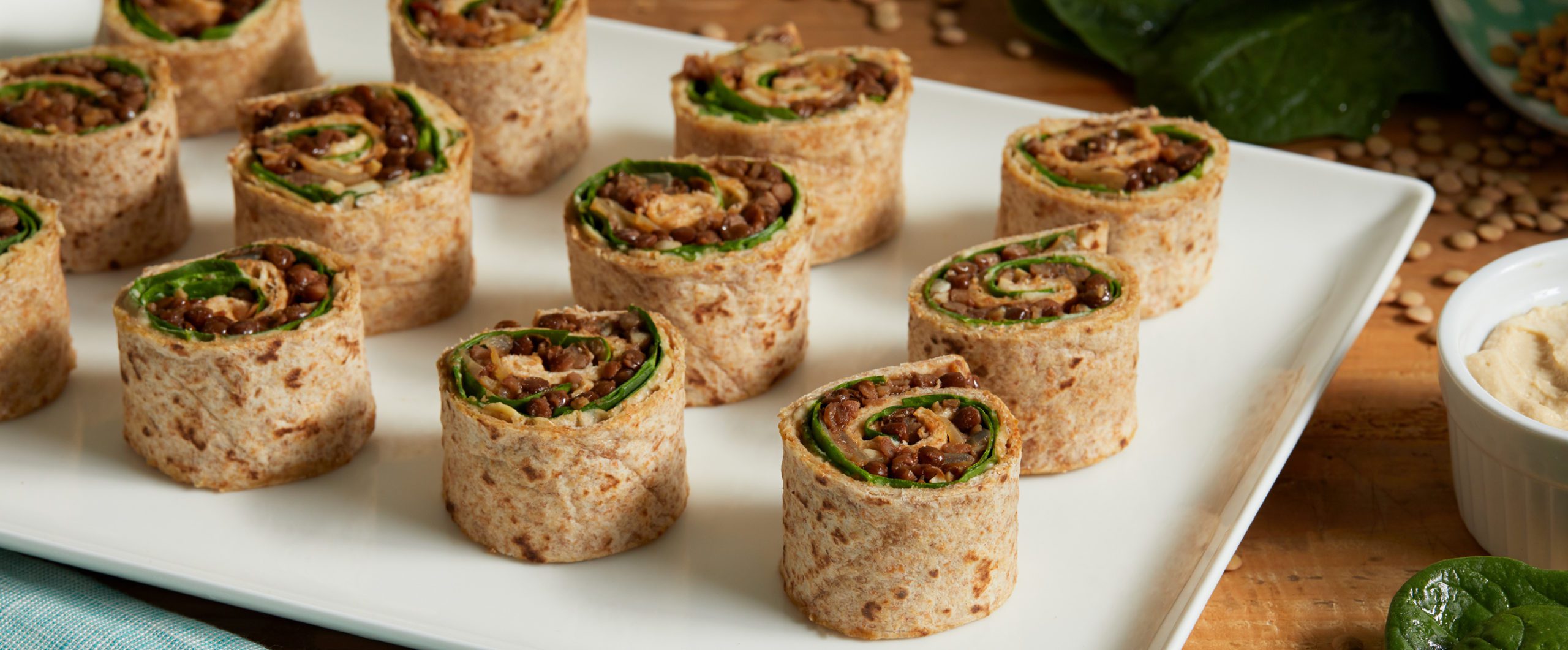 Lentil and Spinach Mini Wraps - Forks Over Knives