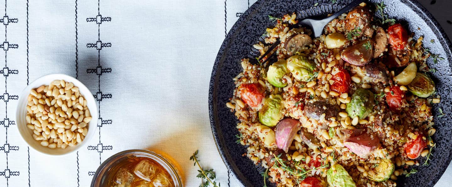 warm vegetable mixed grain salad