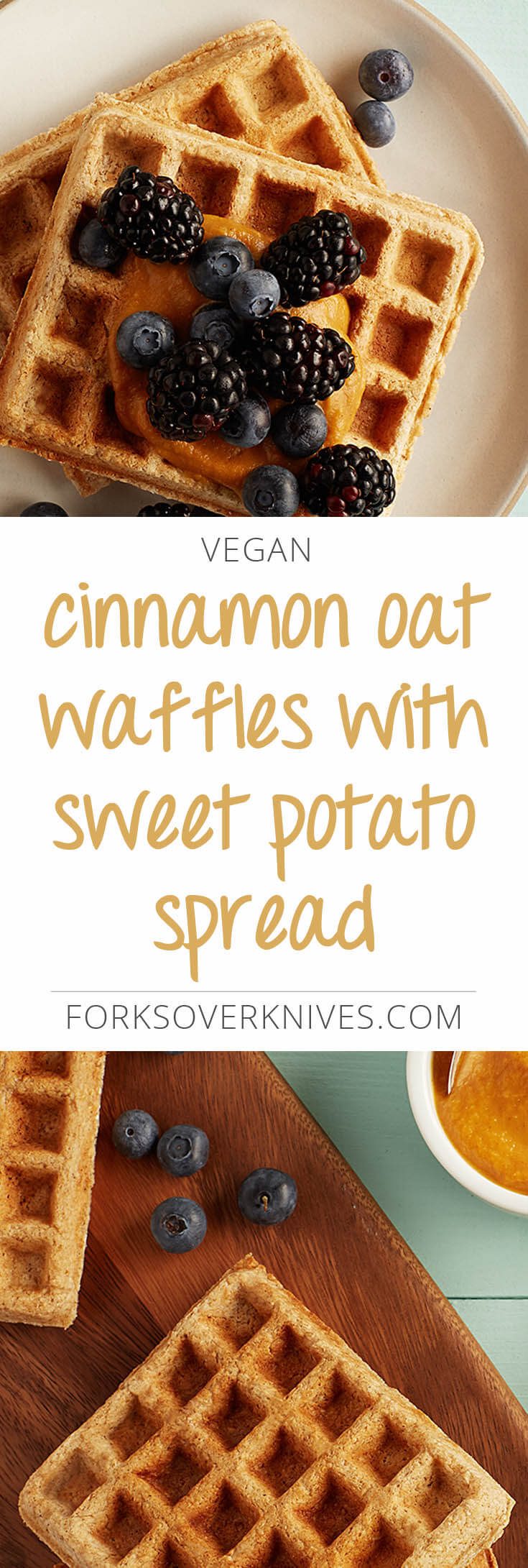 CinnamonOat Waffles with Sweet Potato quot;Butterquot;  PlantBased Vegan Recipe