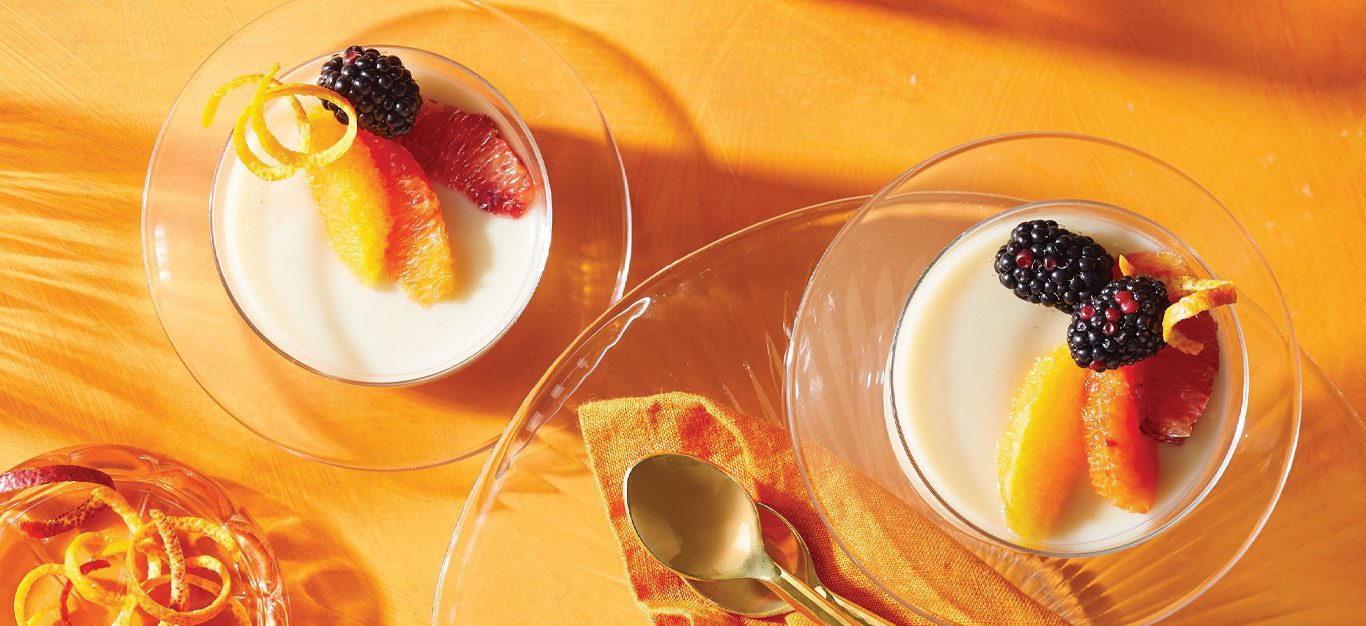 Orange Vegan Panna Cotta with Blackberries Recipe - Forks Over Knives