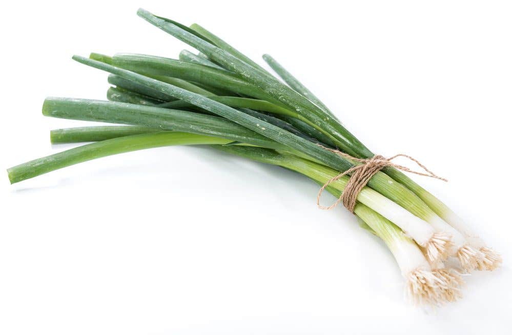 Fresh Scallions isolated on white background (close-up shot)