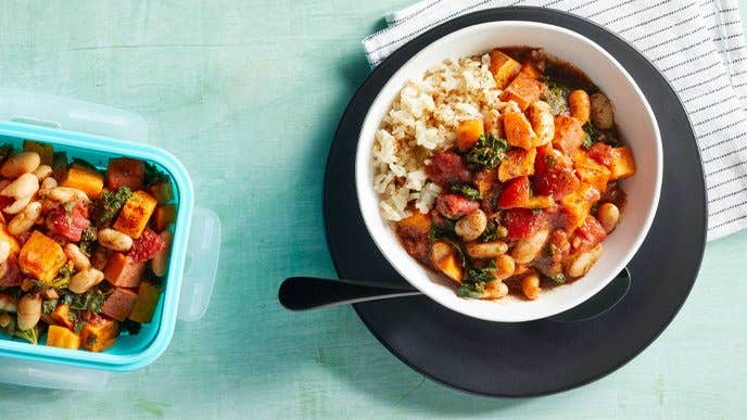 Microwave Sweet Potato and Kale Chili